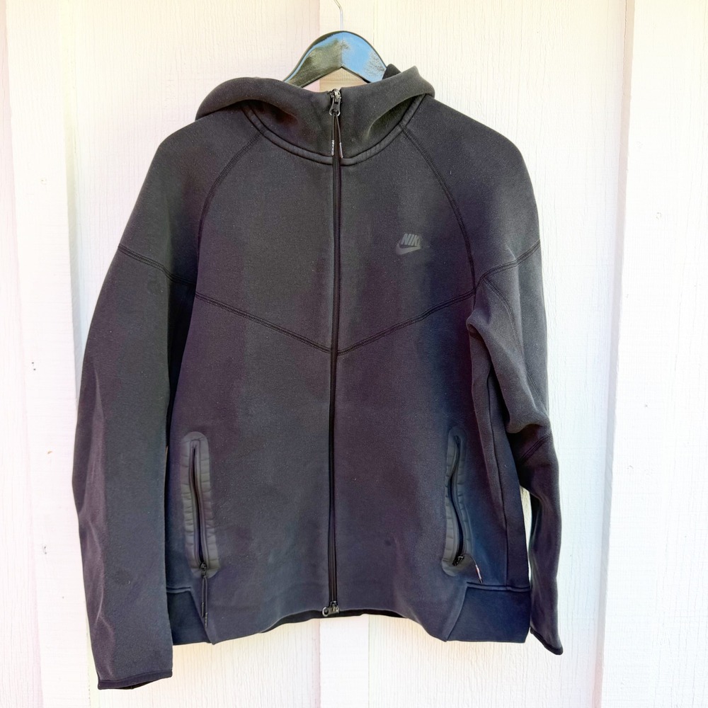 Nike Tech Fleece Full Zip Hoodie Mens Large Black Windrunner Jacket 928483-010